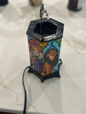 Black wax warmer with Multicolor Stained-Glass Villain Panels
